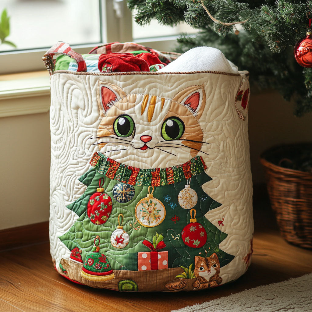 Playful Cat Grove Quilted Laundry Basket Clothes Hamper Unique Housewarming Gifts