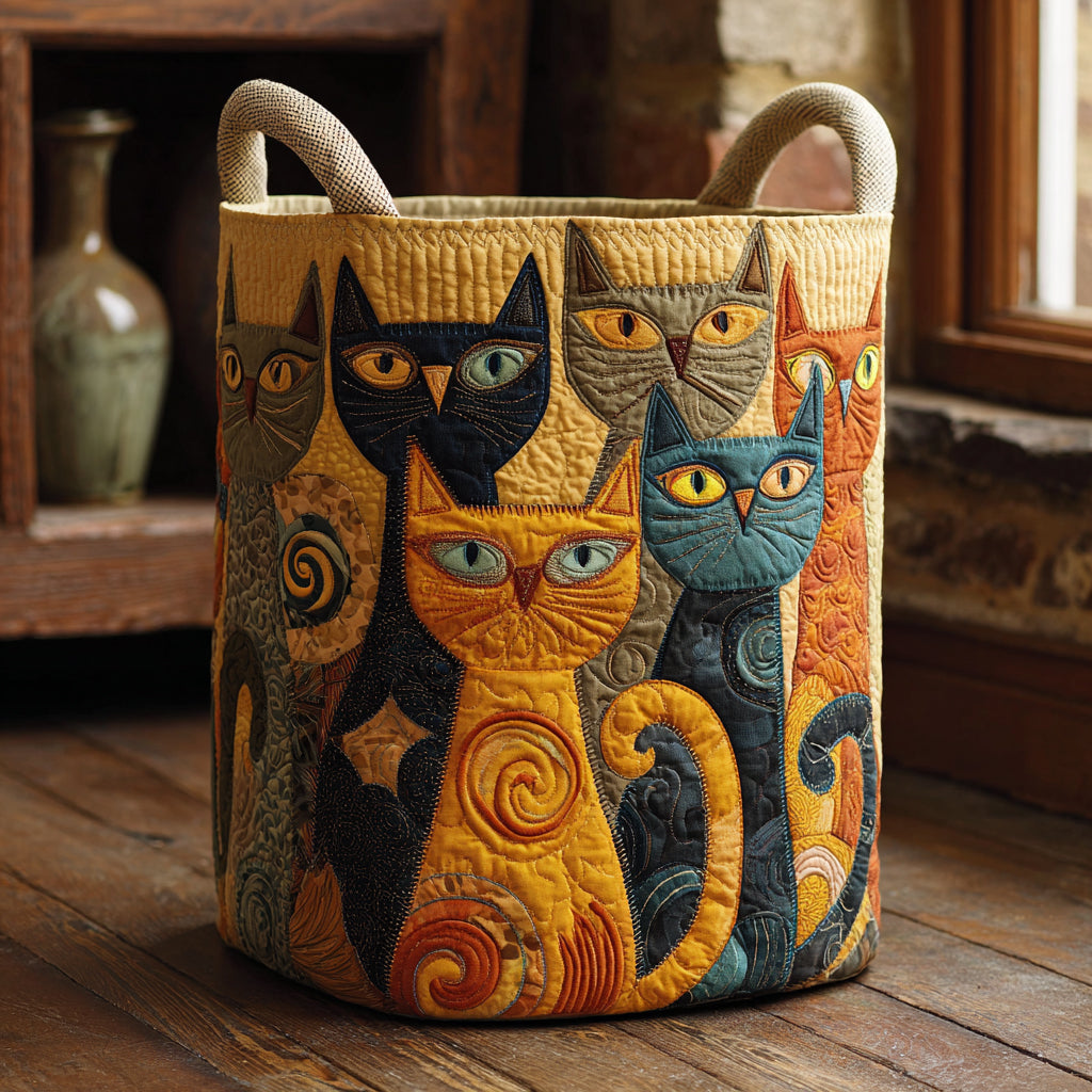 Playful Cats Quilted Laundry Basket Unique Laundry Hamper Ideas Great Housewarming Presents