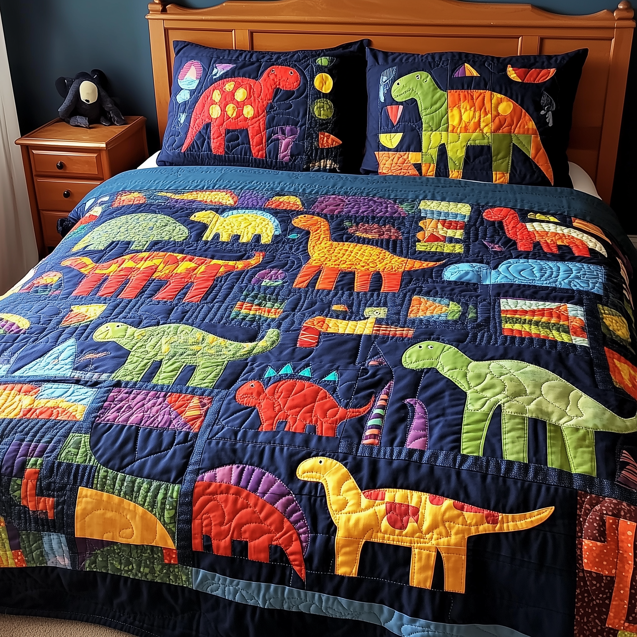 Playful Dinosaurs Quilted Bedding Set Bedsheet Comforter Set Cool Dinosaur Gifts