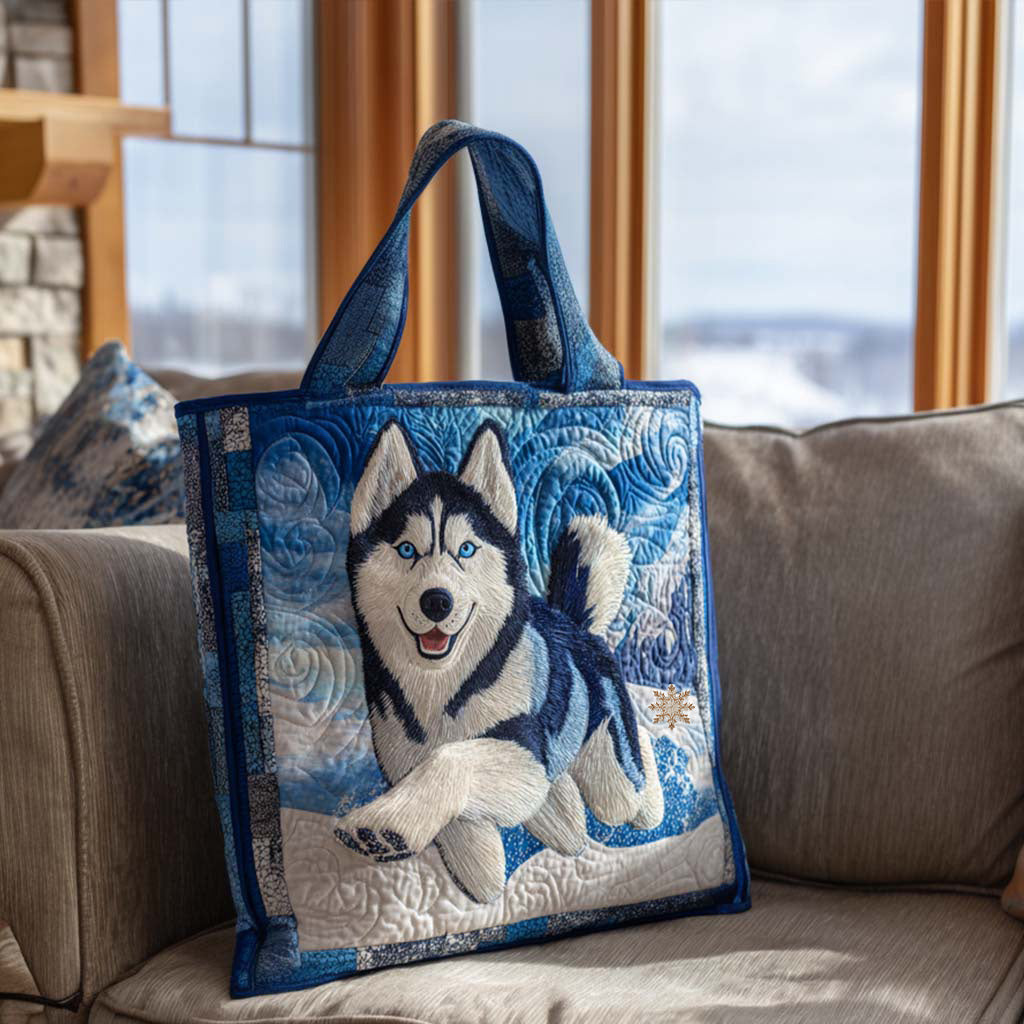 Playful Husky Quilted Tote Bag Trendy Shoulder Bags Awesome Mother's Day Gifts 2026