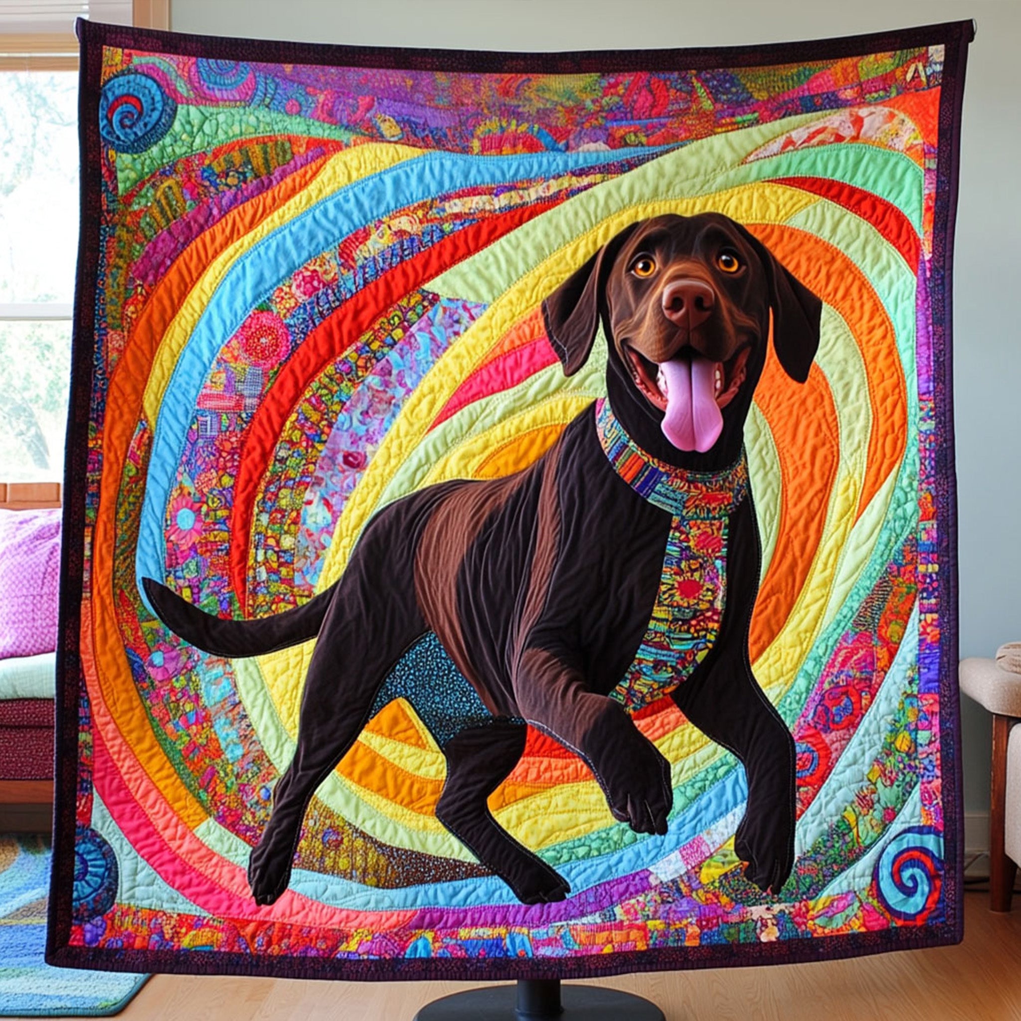 Playful Lab Quilted Blanket Bed Decor Ideas Gifts For Labrador Lovers