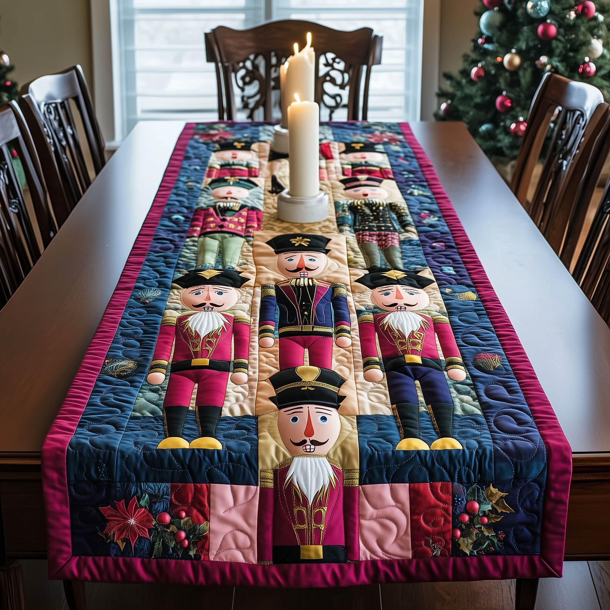 Playful Nutcracker Quilted Table Runner Best Christmas Dinner Table Decorations Cool Gifts For Christmas Holiday