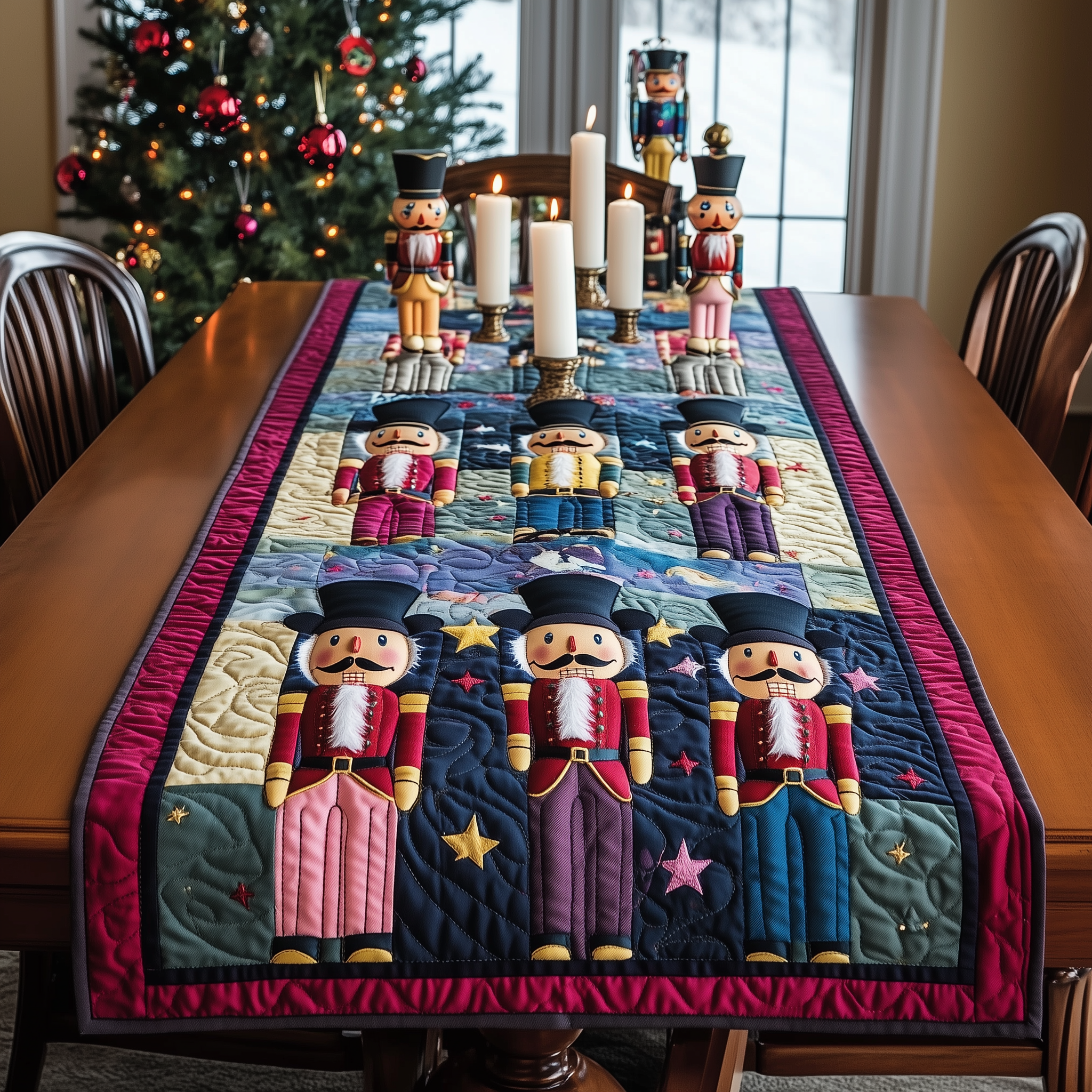 Playful Nutcracker Quilted Table Runner Dinner Table Decorations Christmas Christmas Gifts For Boyfriend