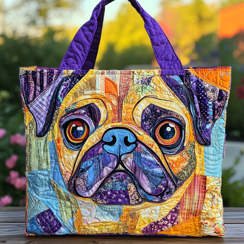 Playful Pug Quilted Tote Bag Great Tote Bags Best Mother's Day Gifts For Wife