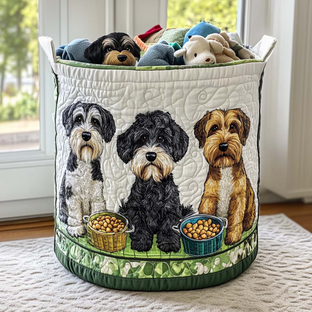 Playful Schnauzer Quilted Laundry Basket Dirty Laundry Basket Cool Gifts For Pet Lovers