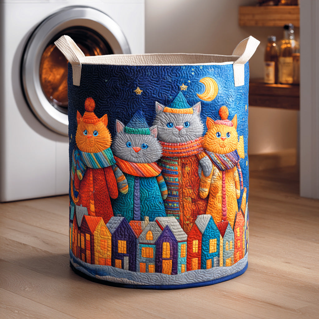 Playful Whiskers Quilted Laundry Basket Best Foldable Laundry Basket Creative Mother's Day Gifts