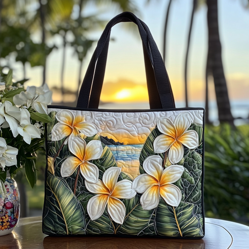 Plumeria Breeze Quilted Tote Bag Best Shoulder Bags For Everyday Great Birthday Gifts For Mom