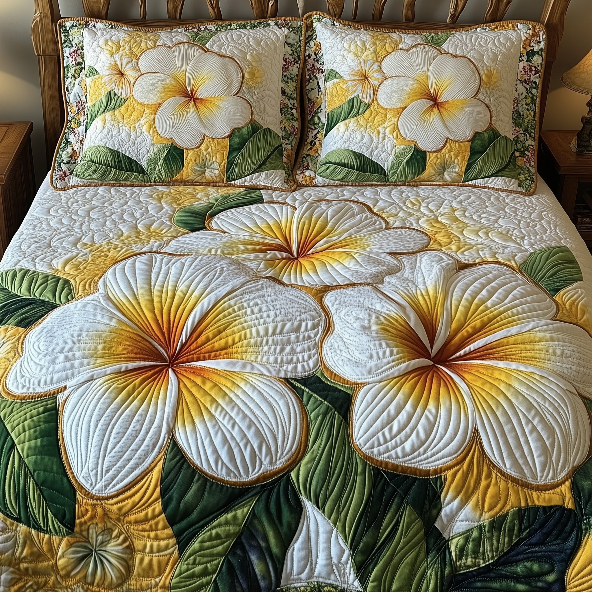 Plumeria Dreams Quilted Bedding Set Comforter And Sheet Sets Thoughtful Mother's Day Gifts