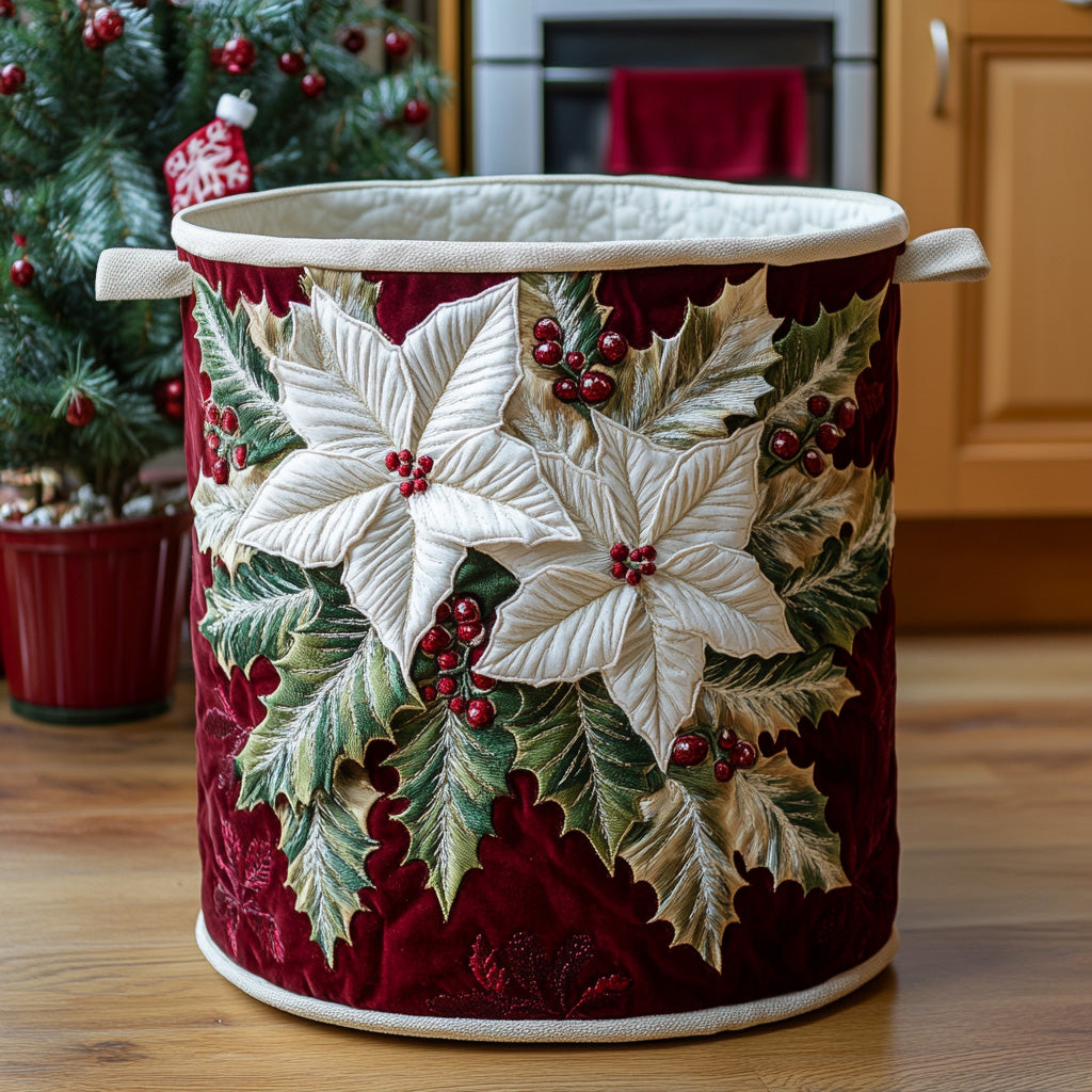 Poinsettia Bloom Quilted Laundry Basket Good Laundry Baskets Grandmother Xmas Gifts