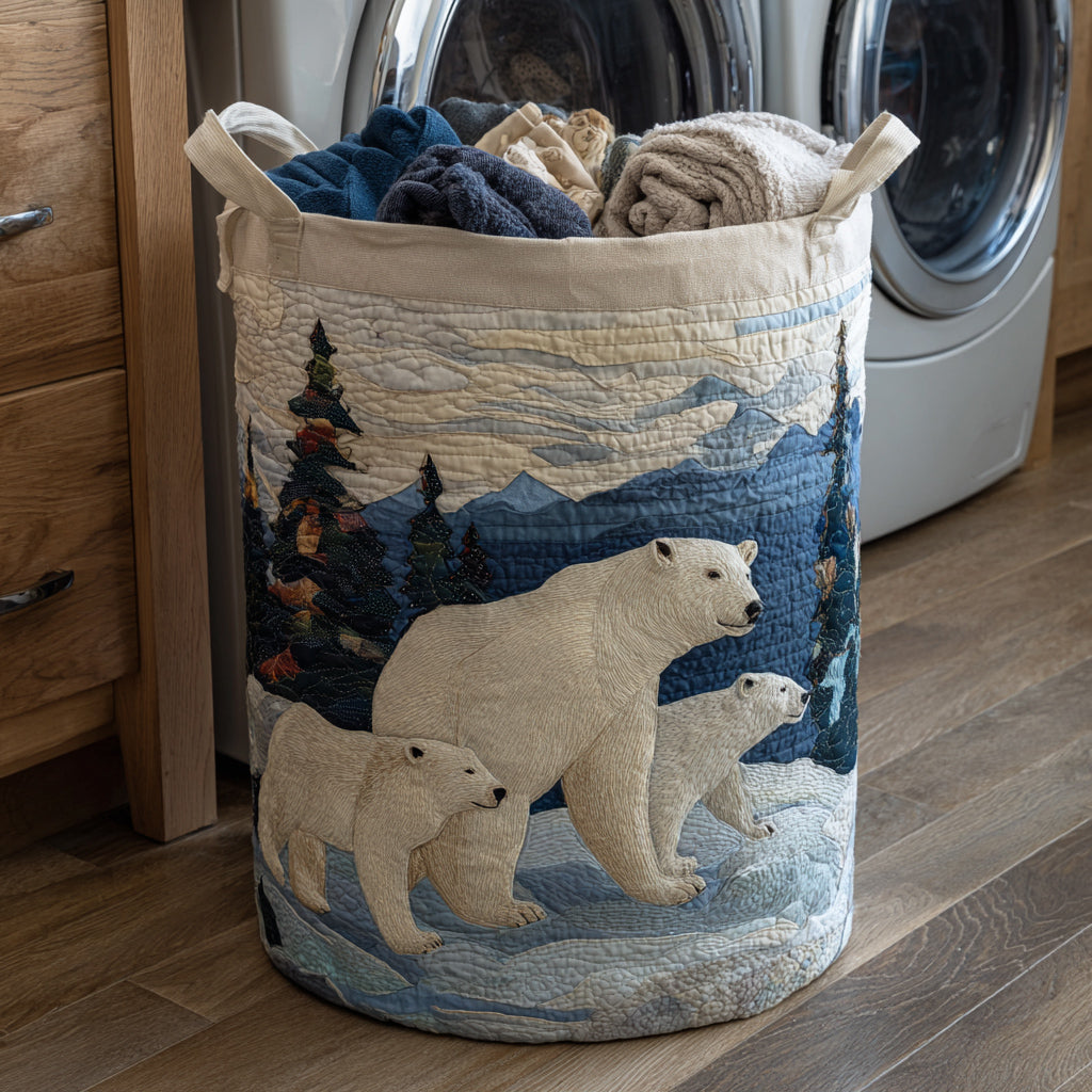 Polar Bear Cub Quilted Laundry Basket Modern Clothes Hamper Koala Bear Presents