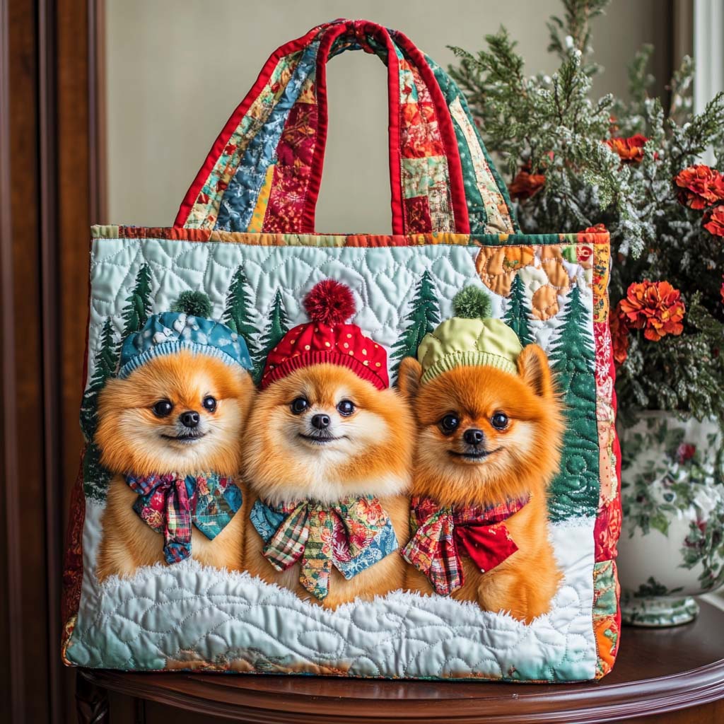 Pom Forest Friends Quilted Tote Bag Cool Tote Bags For Women Christmas Gift For Wife
