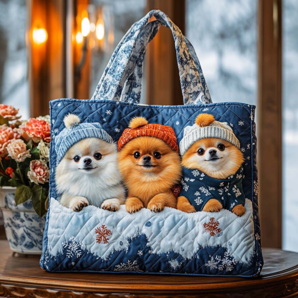 Pom Hat Trio Quilted Tote Bag Best Tote Bags For Women Perfect Gift For Girlfriend