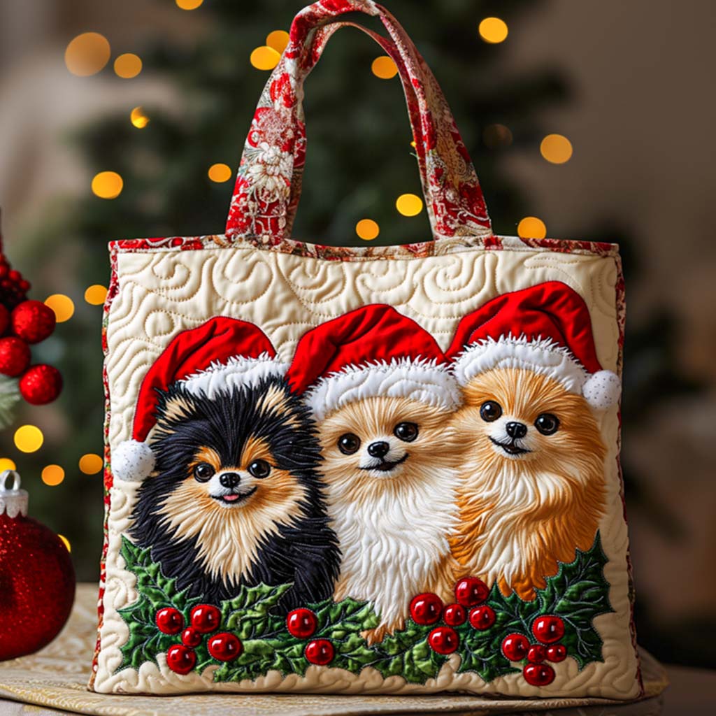 Pom Holiday Joy Quilted Tote Bag Best Totes Good Christmas Gifts For Girlfriend