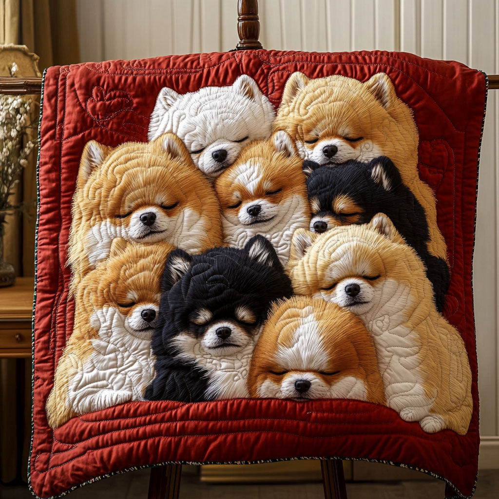 Pomeranian Joy Quilted Blanket Bed Decor Ideas Gifts For Dog Lovers For Him Her