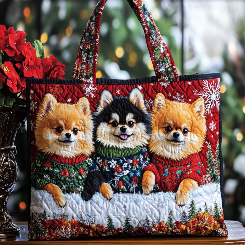 Pomeranian Trio Quilted Tote Bag Great Tote Bags Christmas Gifts For Mum