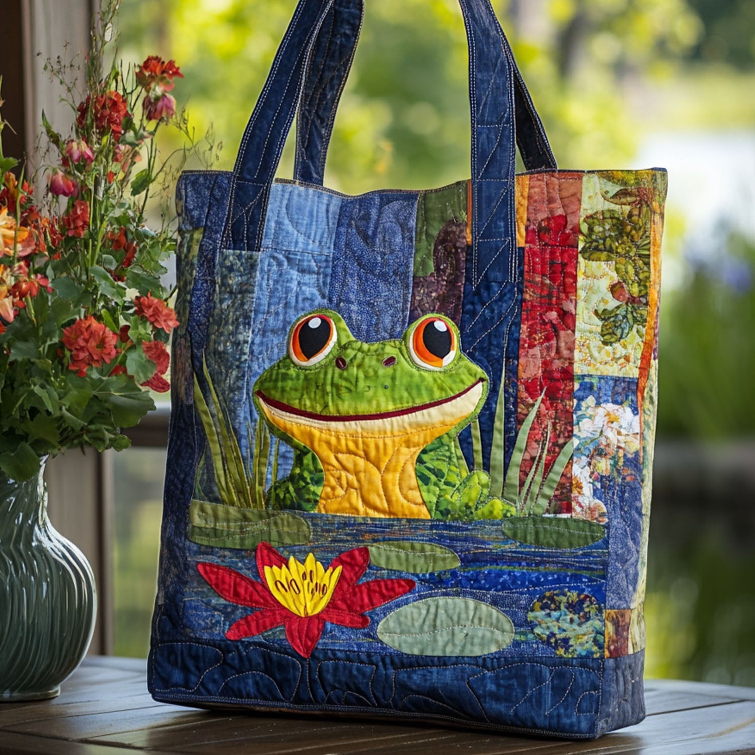 Pond Party Quilted Tote Bag Best Women's Shoulder Bags Gifts For Mother In Laws Birthday