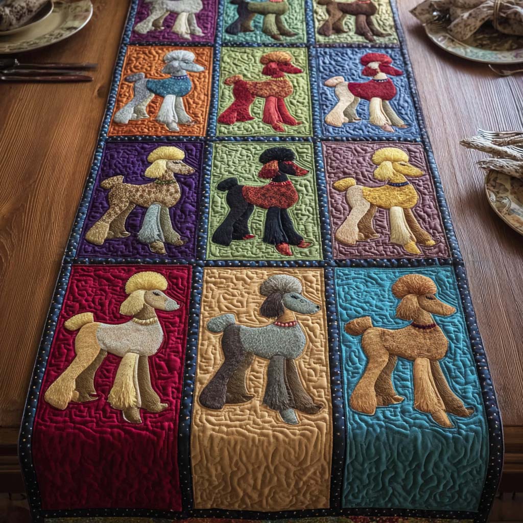 Poodle Charm Quilted Table Runner Holiday Home Decor Secret Santa Pressent Ideas