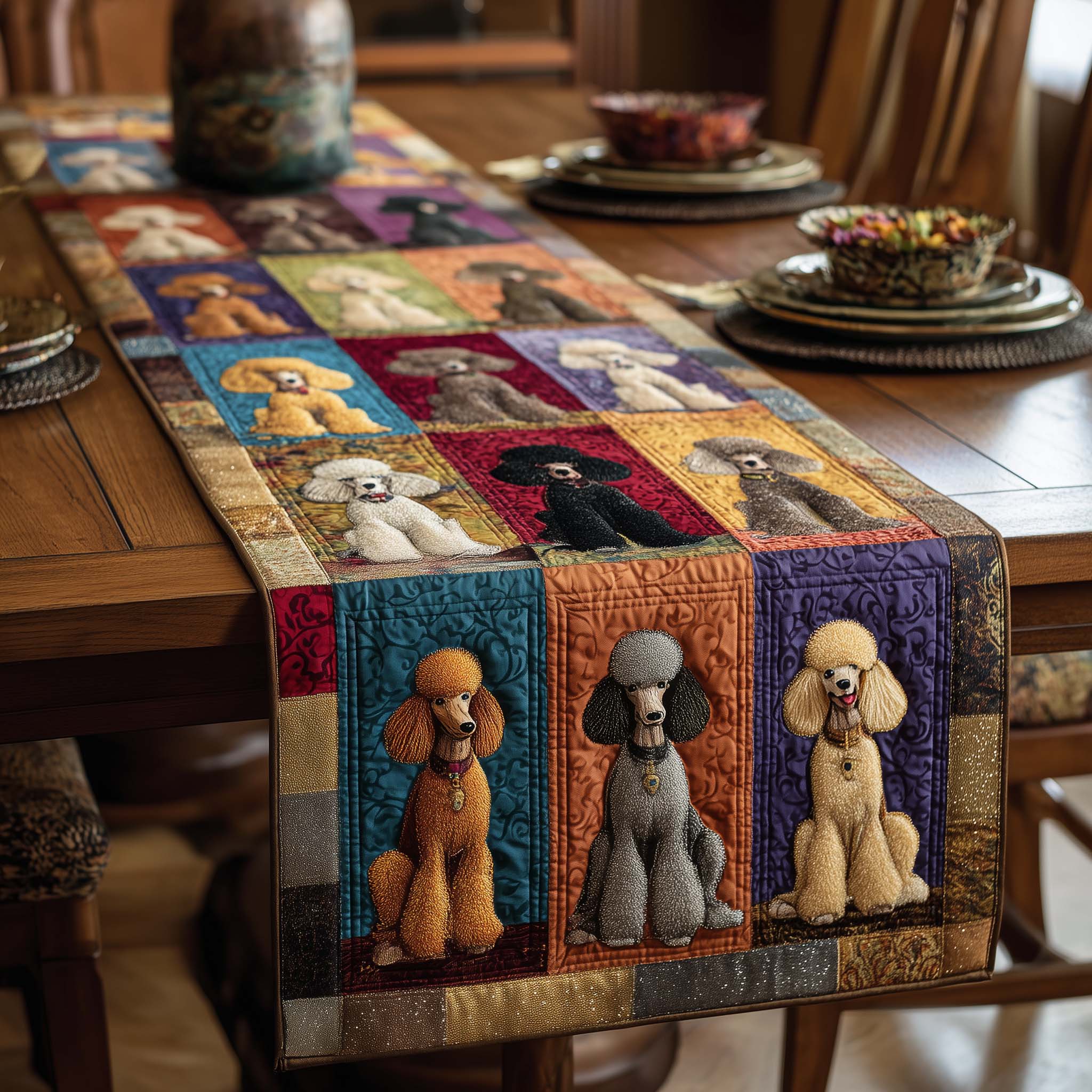 Poodle Charm Quilted Table Runner Runner Christmas Decoration Top Christmas Gifts