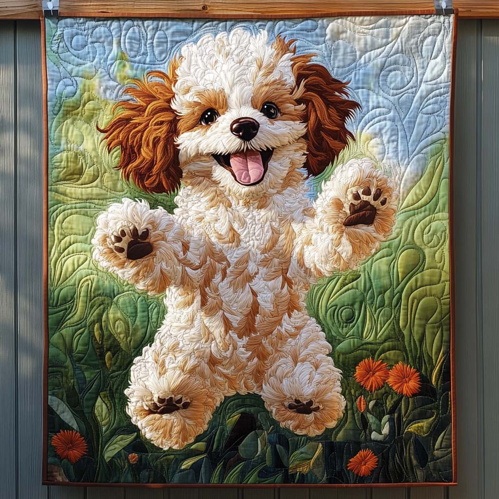 Poodle Parade Quilted Blanket Over The Bed Decor Top Gifts For Dog Lovers