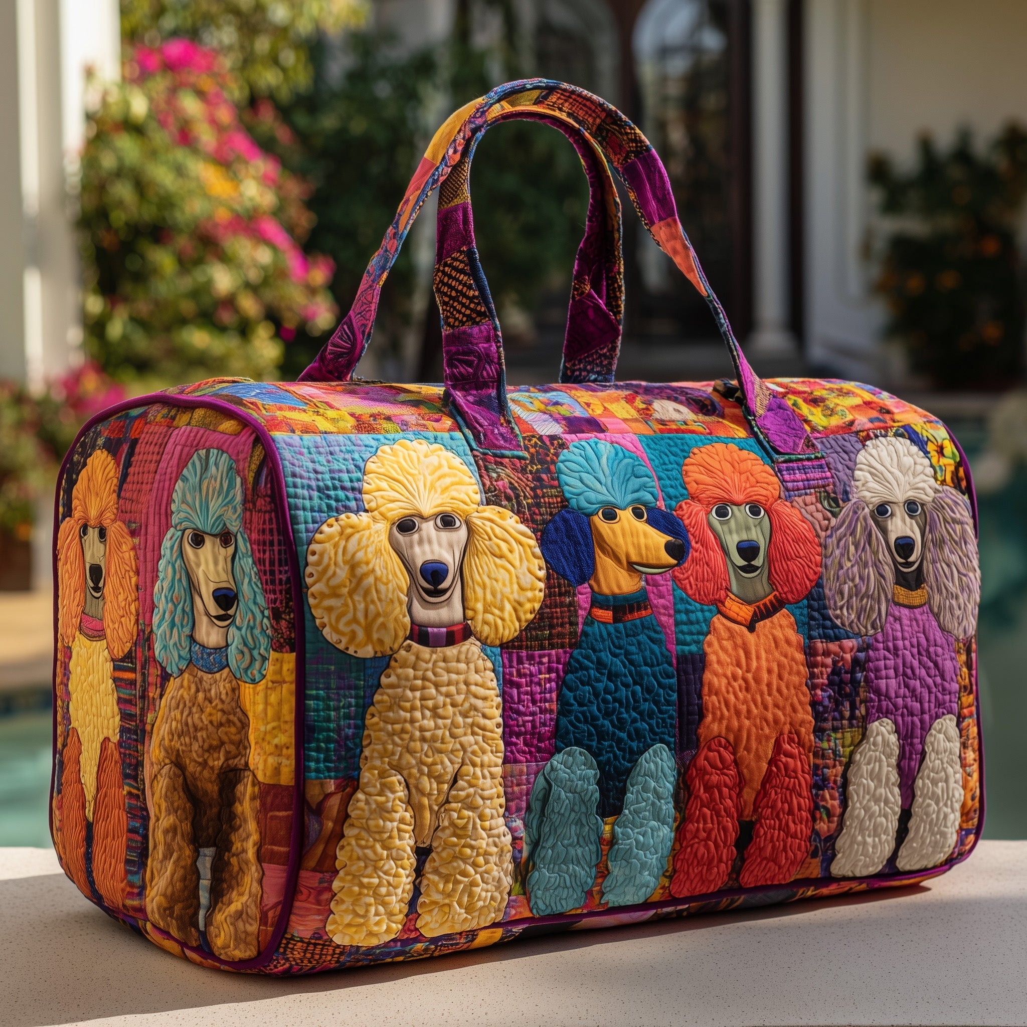 Poodle Quilted Duffle Bag Best Travel Duffel Bag Women Birth Gifts For Mom