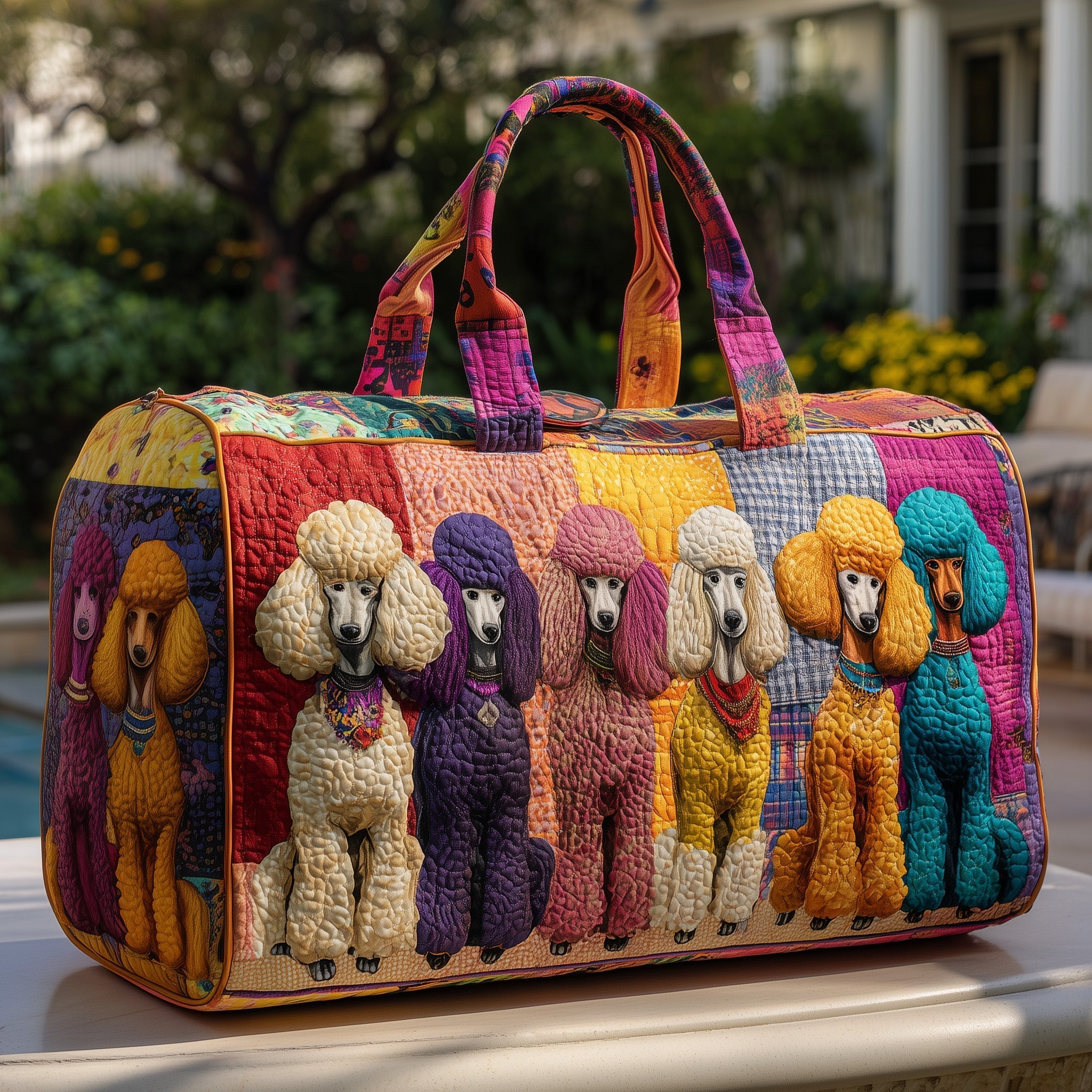 Poodle Quilted Duffle Bag Cute Duffle Bag For Ladies Good Mother Gifts