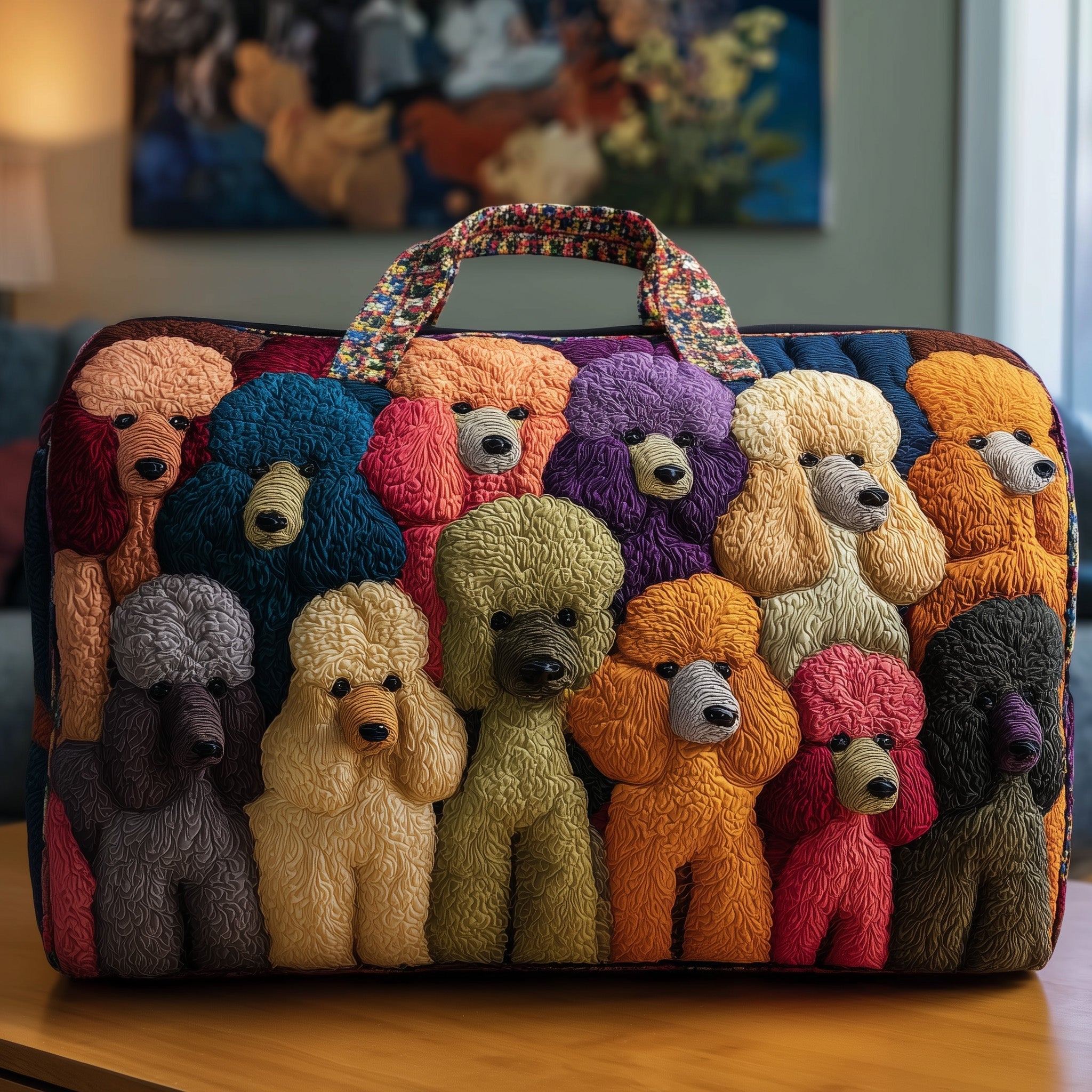 Poodle Quilted Duffle Bag Nice Weekender Bag Creative Gifts For Mom