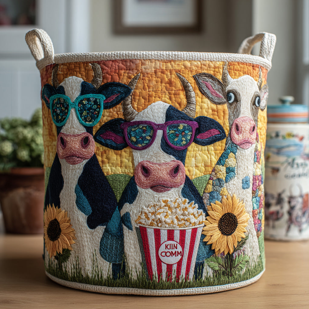 Popcorn Pasture Quilted Laundry Basket Room Decor Gifts For Christmas For Mother In Law