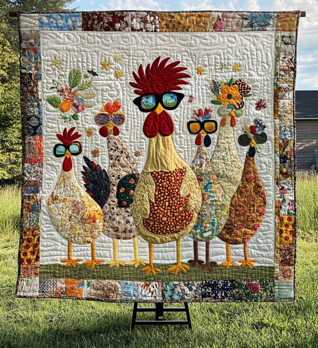 Poultry Patch Paradise Quilted Blanket Best King Size Sheets Chicken Lover Presents