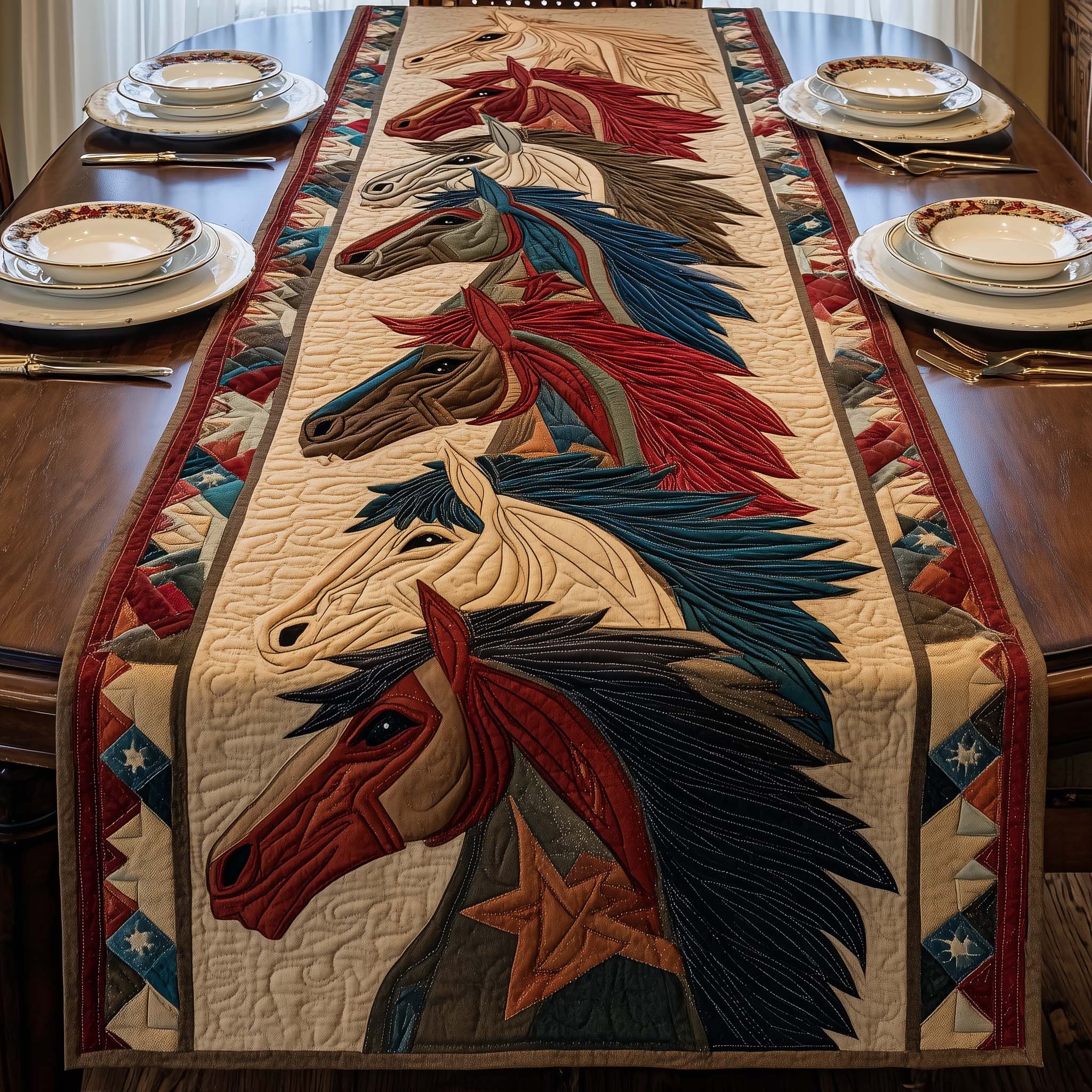Prairie Horse Quilted Table Runner Target Table Runner Good Gifts For Horse Lovers