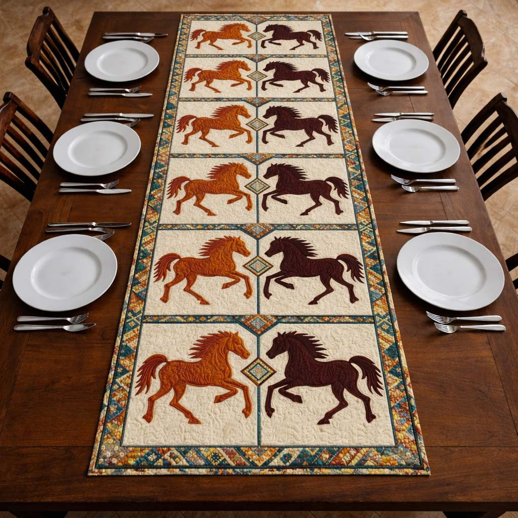 Prairie Horse Quilted Table Runner Unique Table Runner Ideas Christmas Present Ideas For Horse Lover