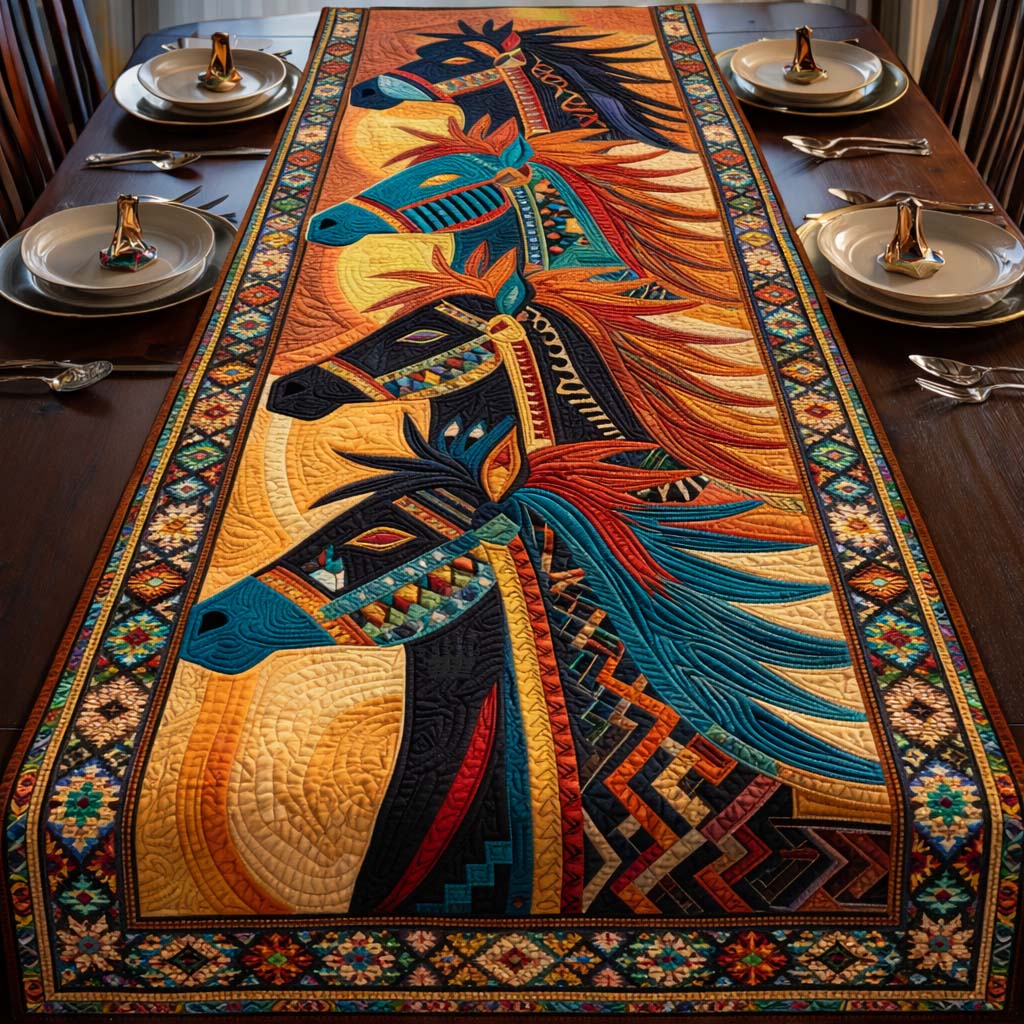 Prairie Horse Quilted Table Runner Unusual Table Runners Gifts To Get Horse Lovers