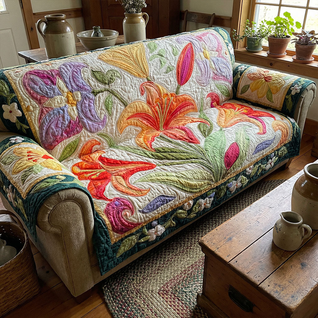 Prairie Petal Harmony Quilted Sofa Cover Couch And Sofa Covers Indoor Easter Decorations