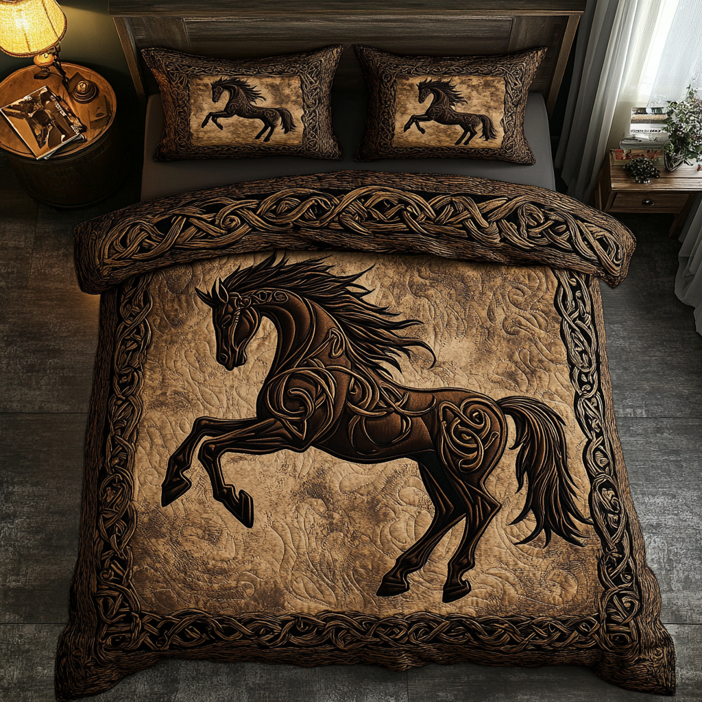 Prairie Rider Quilted Bedding Set Unique Bed Sheet Set Gift Ideas For Horse Lovers