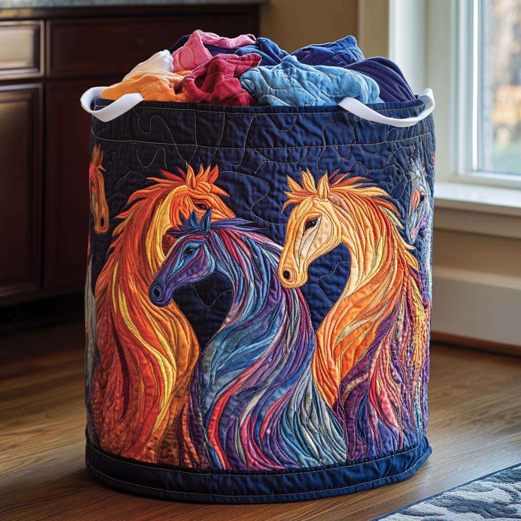 Prairie Run Quilted Laundry Basket Unique Laundry Hamper Ideas Best Presents For Horse Lovers