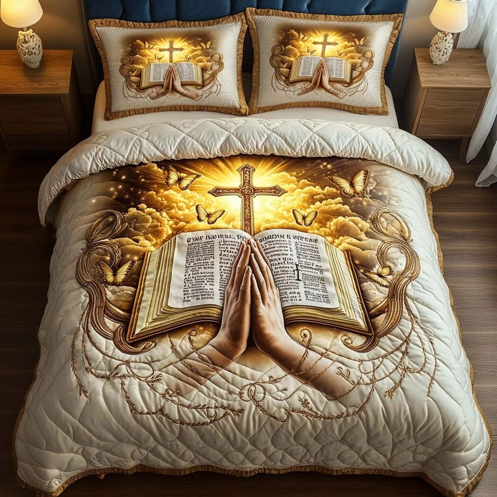 Prayer And Scripture Quilted Bedding Set Christian Bed Decor Christmas Gifts For Mom