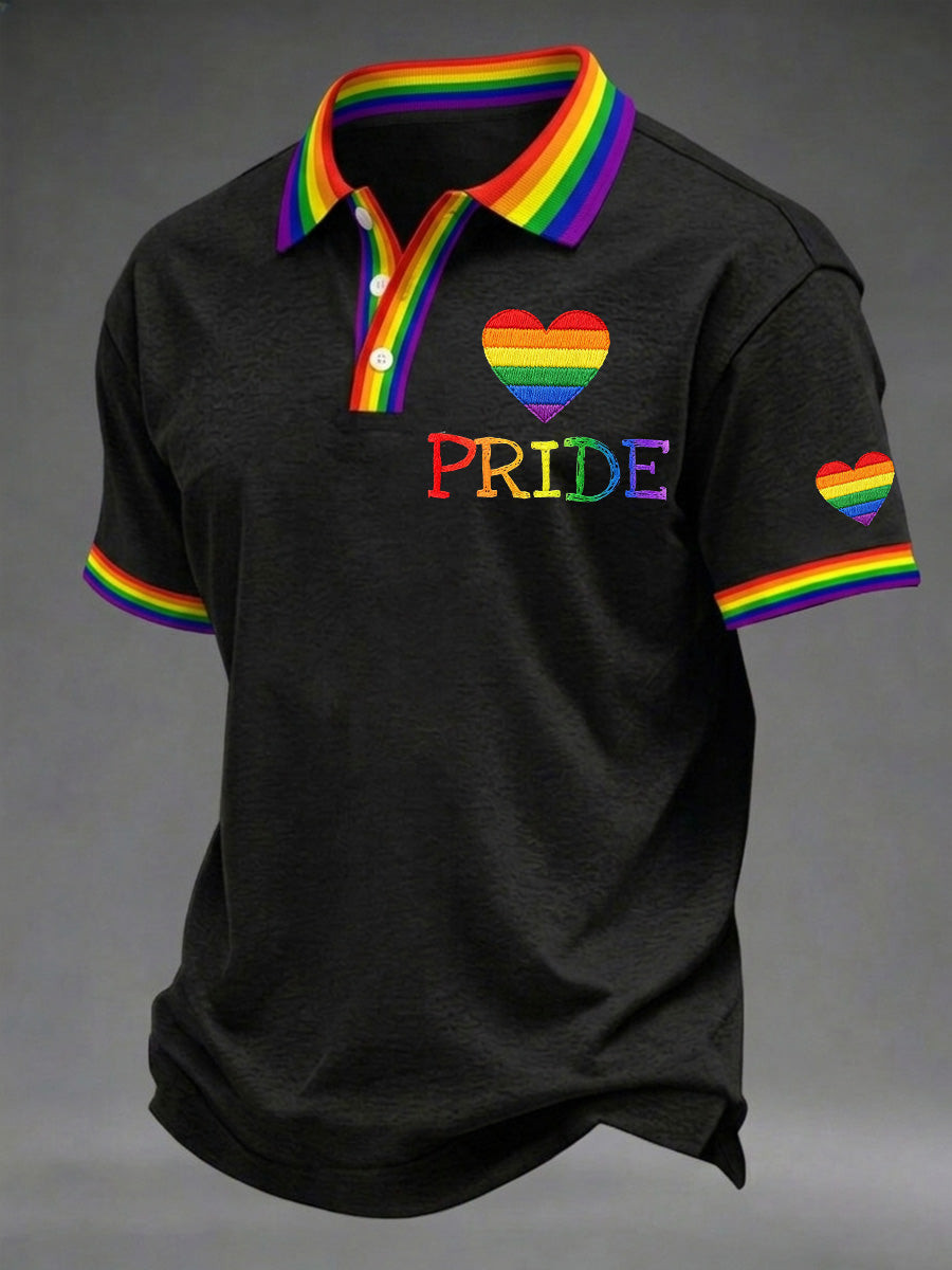Pride Heart Rainbow Polo T-Shirt Rainbow Pride Merch Gifts For Bestie