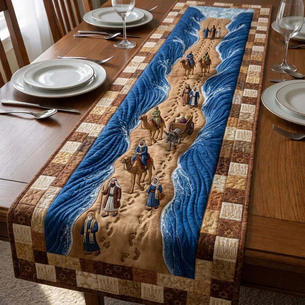 Promised Path Journey Quilted Table Runner Seder Table Decorations Pesach Gift Ideas