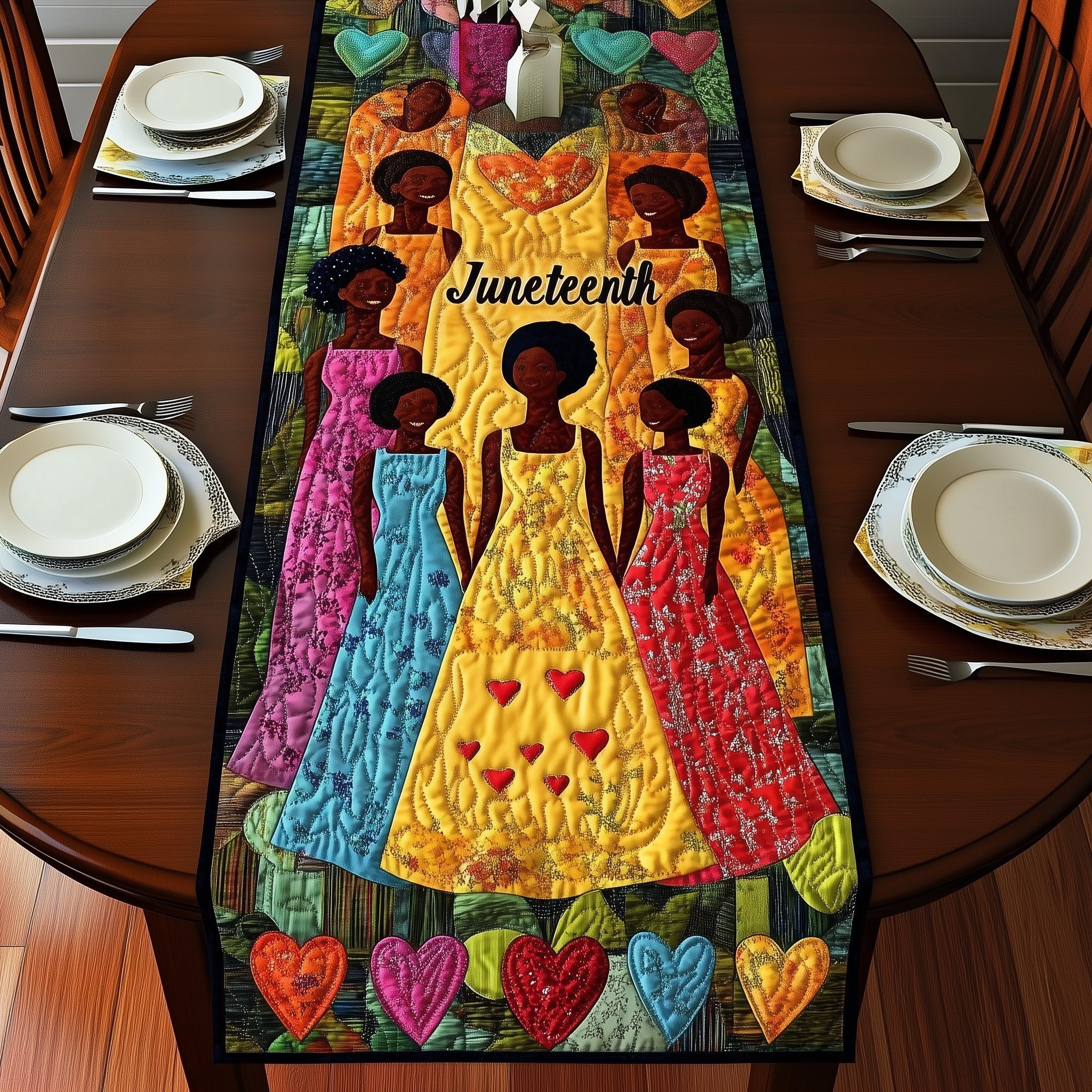 Proud Juneteenth Quilted Table Runner Dining Table Centerpiece Ideas Melanin Gifts For Black Women