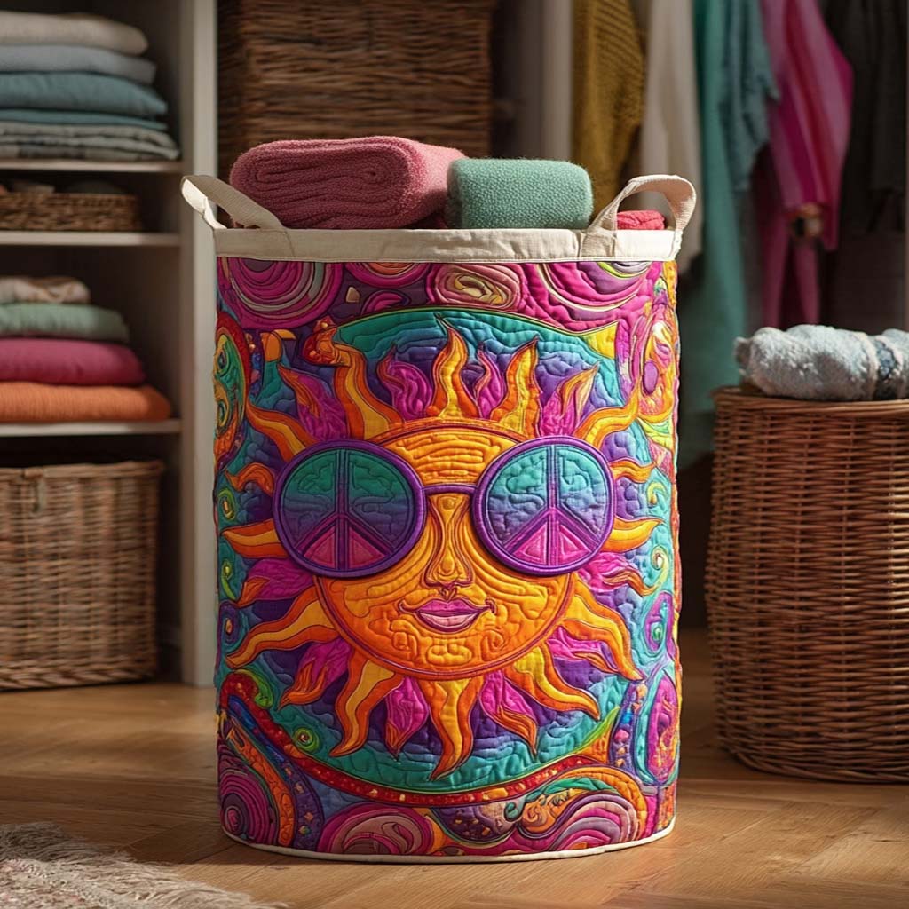 Psychedelic Sun Quilted Laundry Basket Unique Laundry Hamper Mother's Day Ideas For Wife