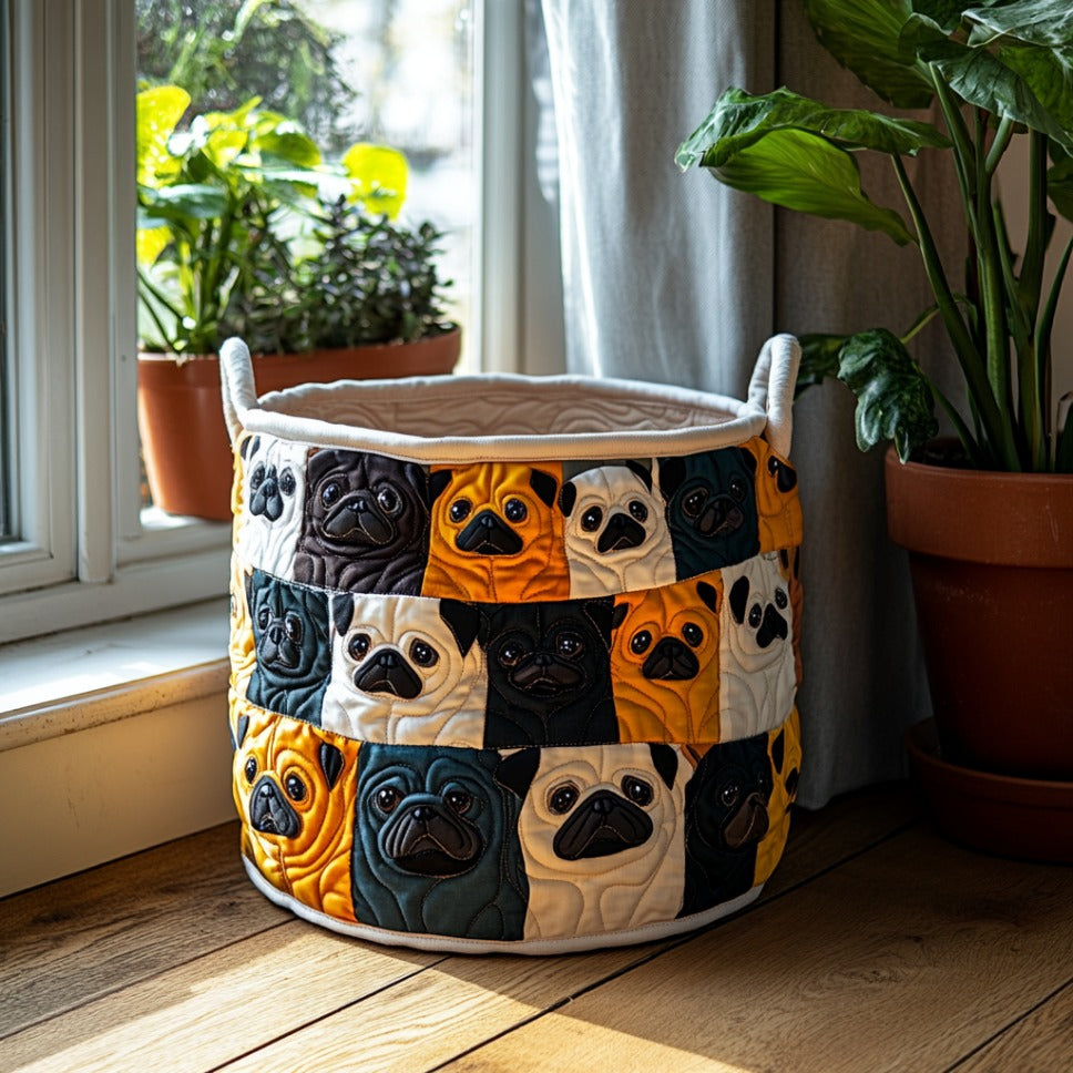 Pug Charm Quilted Laundry Basket Nice Laundry Hamper Pug Novelty Gifts