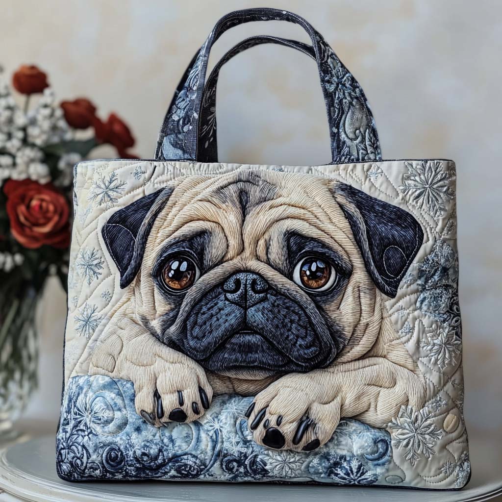 Pug Charm Quilted Tote Bag Most Popular Shoulder Bags Good Christmas Gifts For The Wife