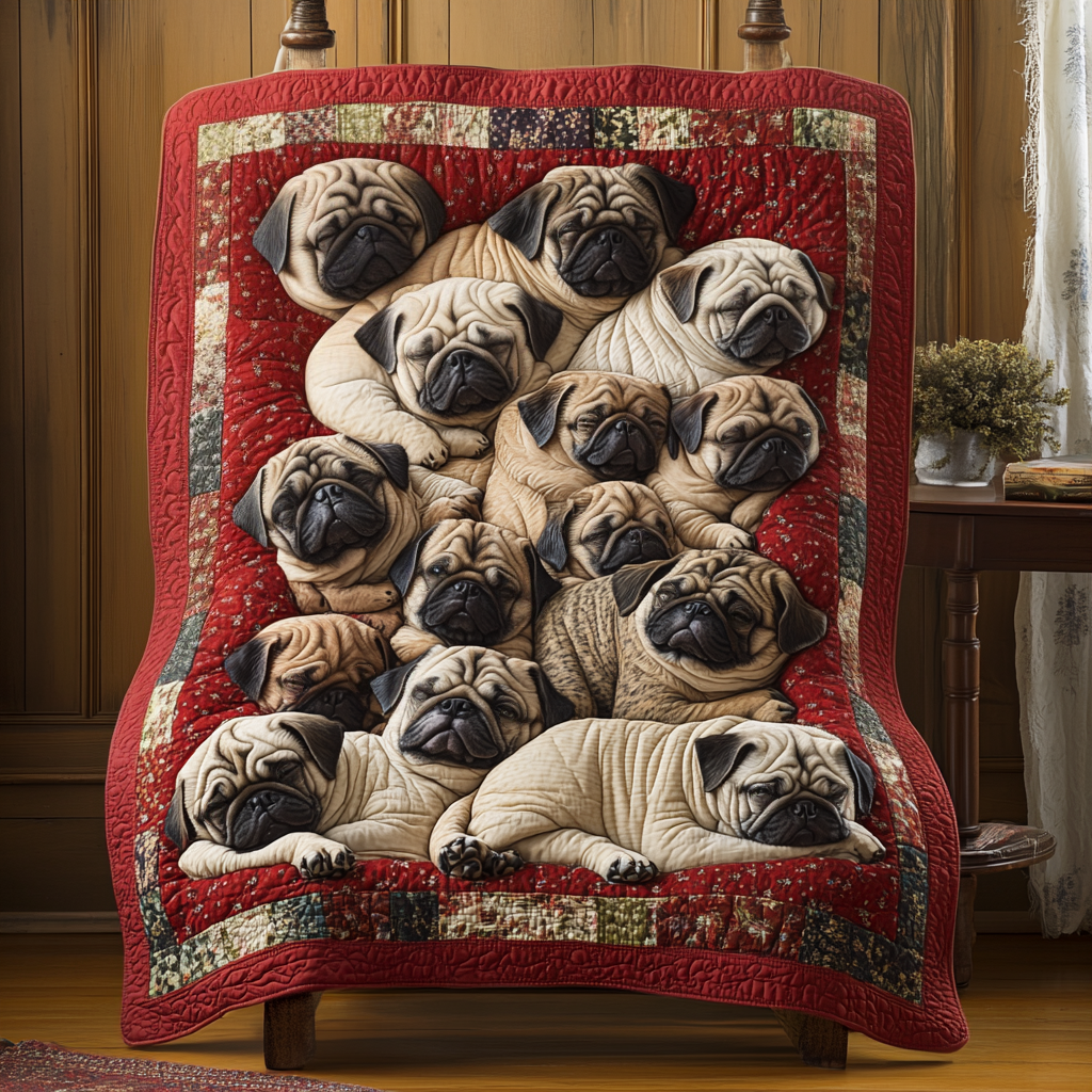 Pug Delight Quilted Blanket Bedroom Decor Gift Ideas For Pug Lovers