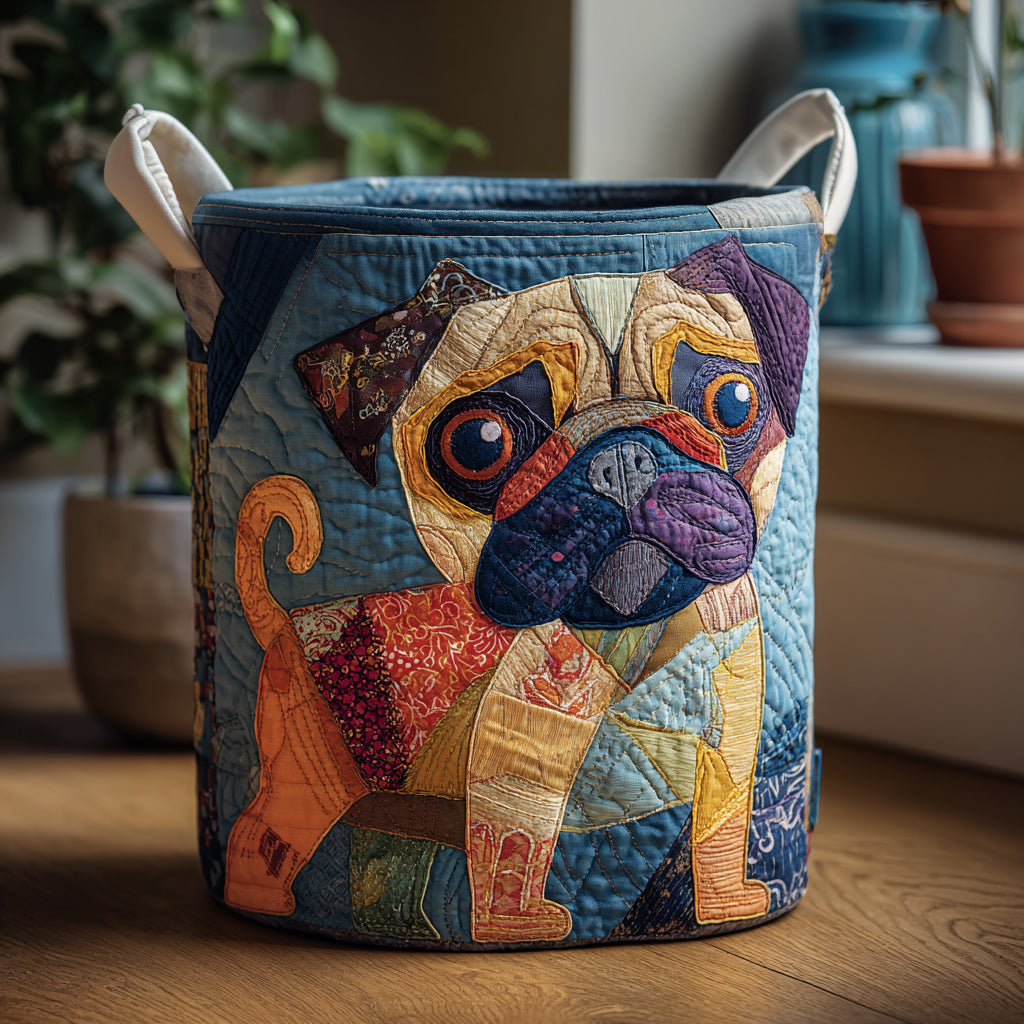Pug Delight Quilted Laundry Basket Home Decorations Pug Gift Items