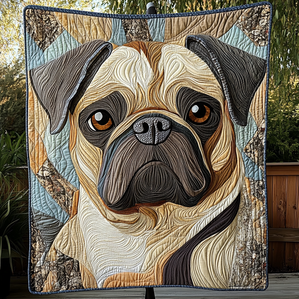 Pug Face Quilted Blanket Bed Comforter Set Presents For Pug Lovers