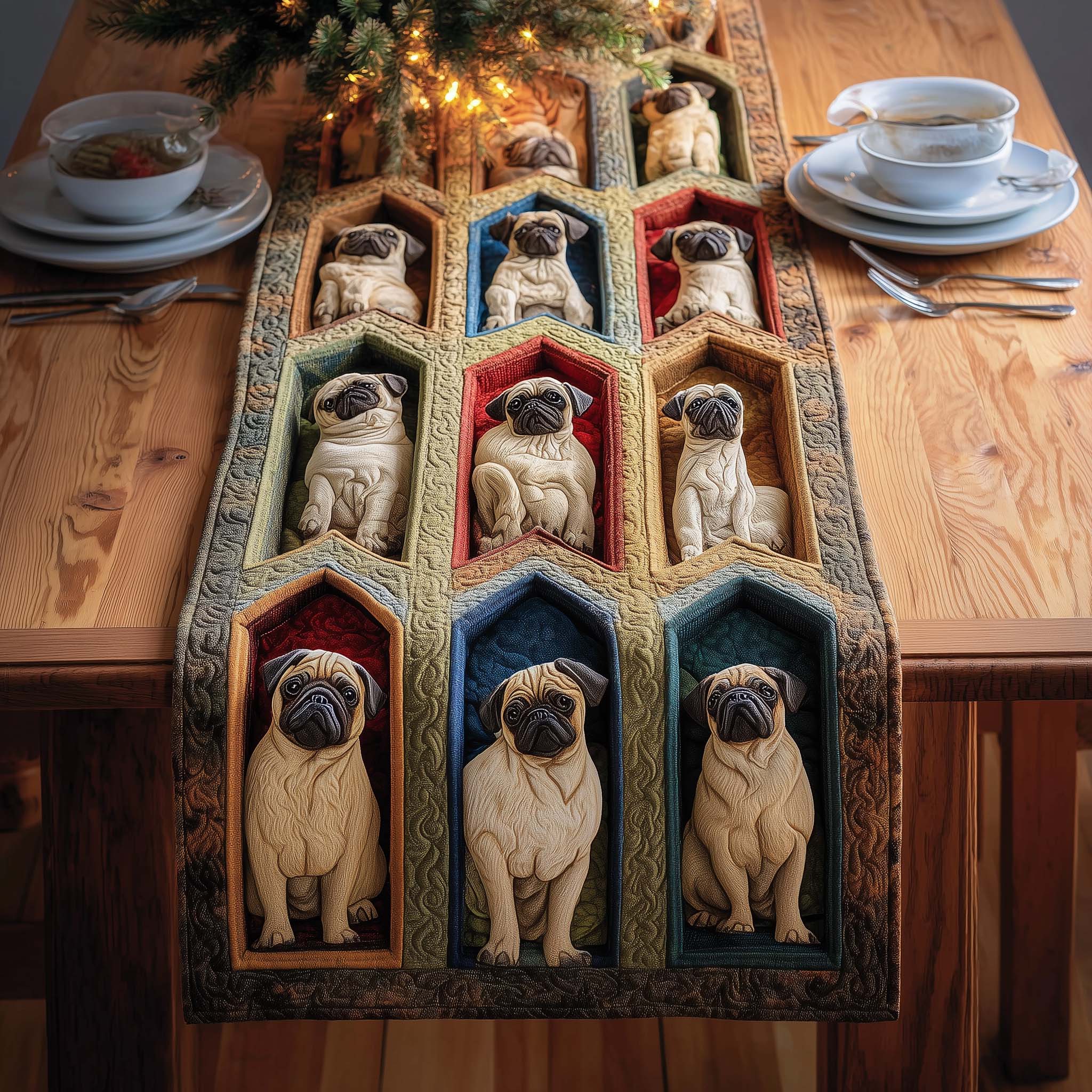 Pug Gallery Quilted Table Runner Christmas Themed Table Runner Suggestions For Family Christmas Gifts