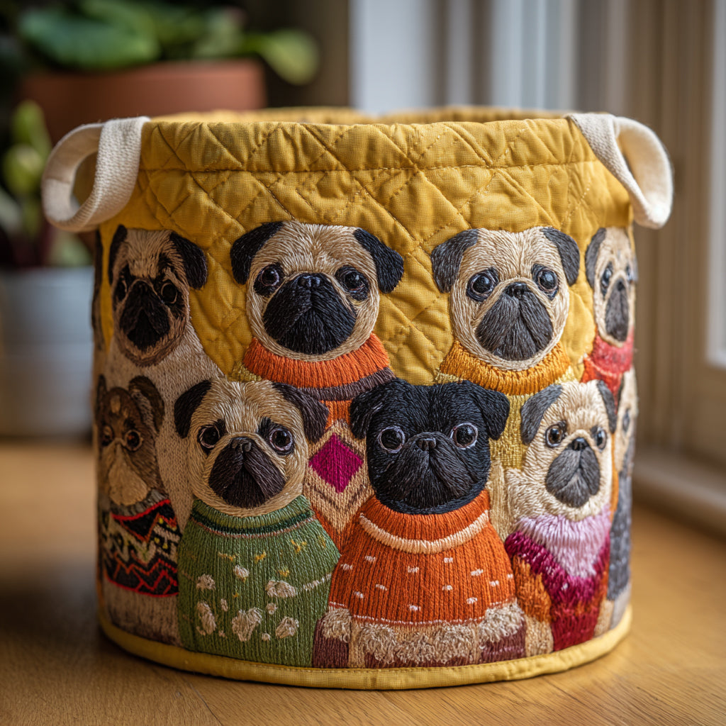Pug Haven Quilted Laundry Basket Dirty Clothes Hampers Pug Dad Gifts