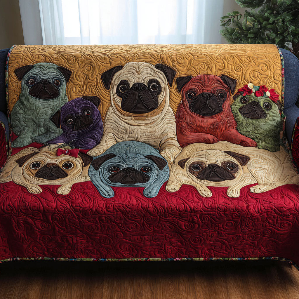 Pug Life Parade Quilted Sofa Cover Covers For Sofas Christmas Gifts For Pug Lovers