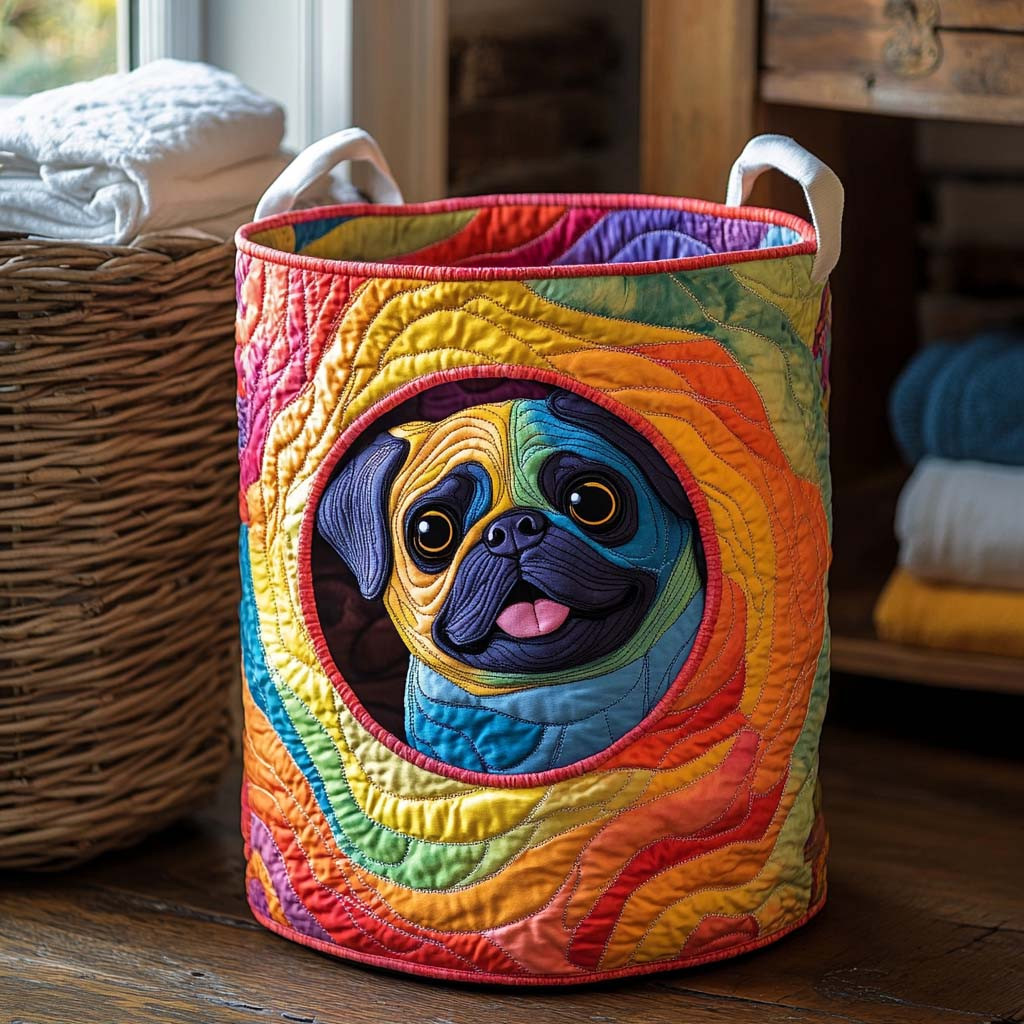 Pug Pop Quilted Laundry Basket Best Foldable Laundry Basket Birthday Present For Dog Lovers