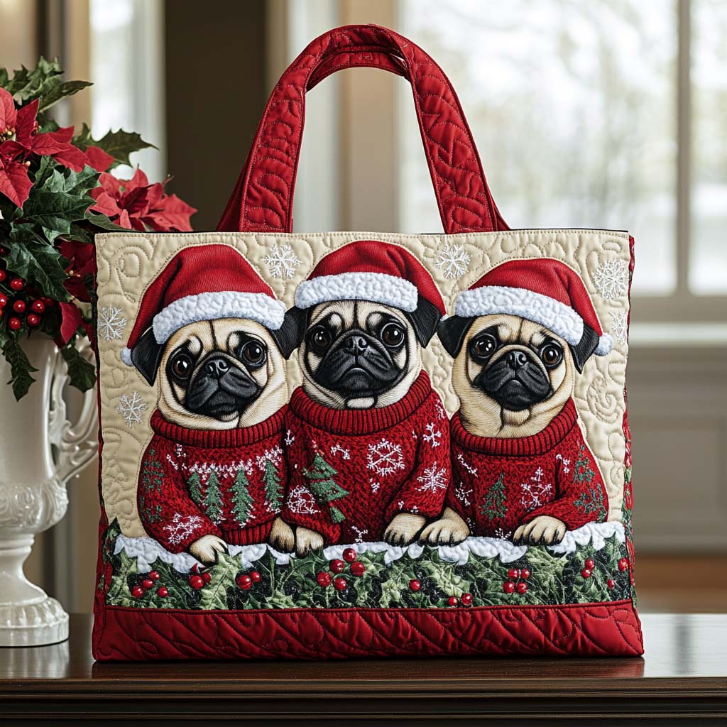 Pug Spirit Quilted Tote Bag Popular Womens Tote Bags Great Christmas Gifts For Wife