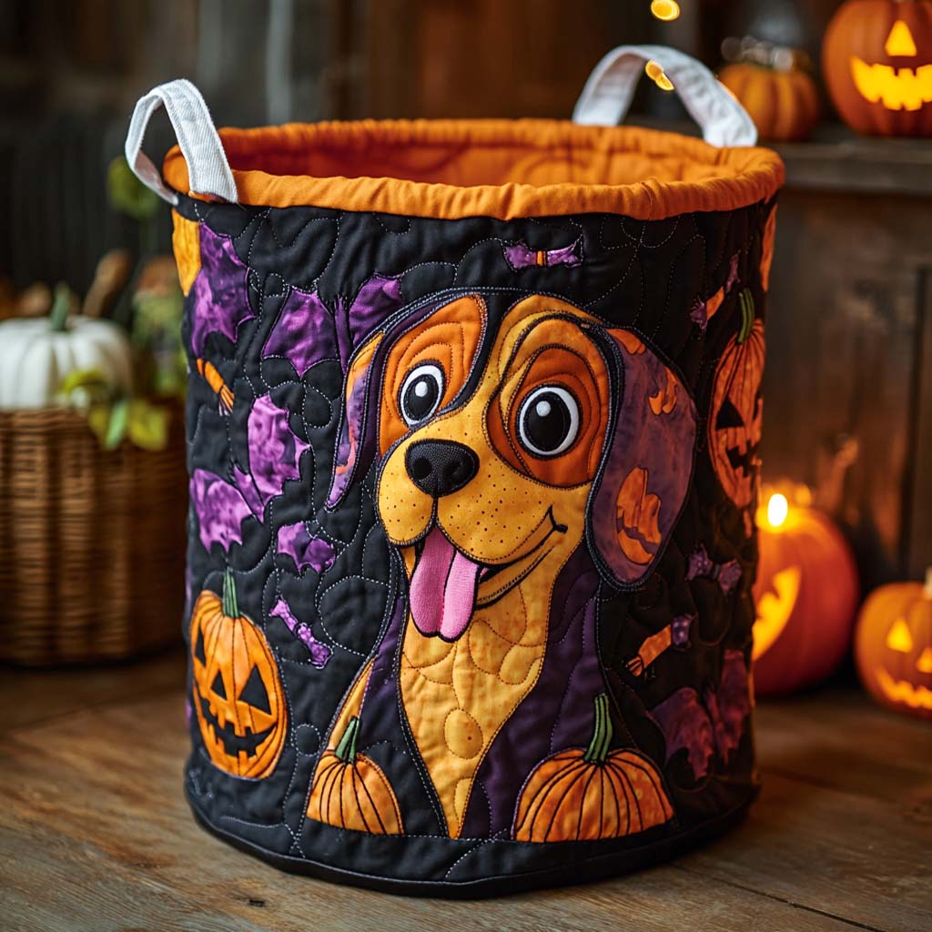Pumpkin Beagle Quilted Laundry Basket Unique Clothes Hamper Cool Gifts For Dog Owners